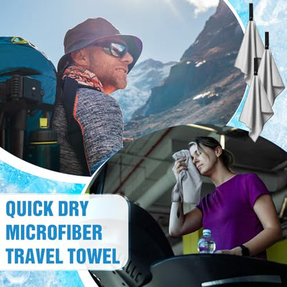10 Pcs Quick Dry Microfiber Camping Towels 25x32 cm, Light Gray - color: Light Gray