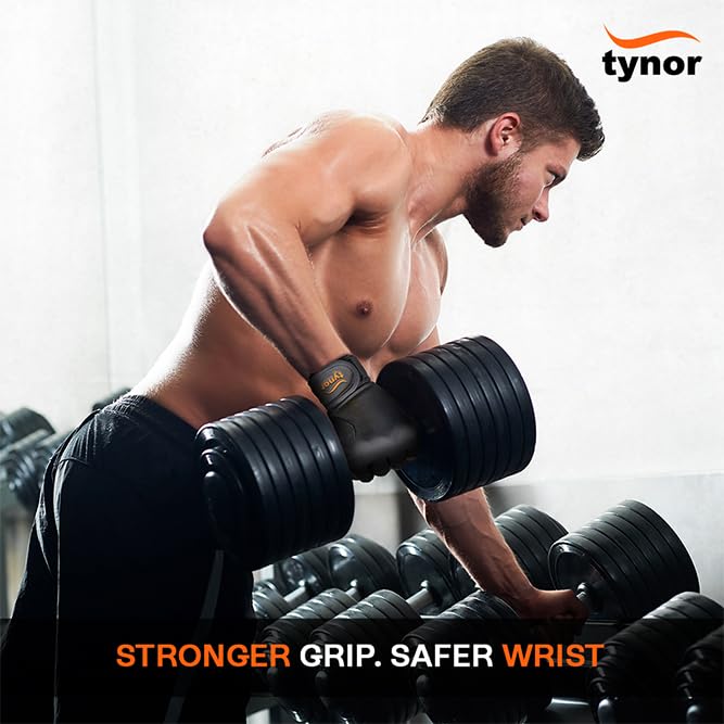 TYNOR Training Gym Gloves Padded Weight Lifting Gloves with Wrist Wrap Extra Grips Adjustable Full Palm Protection Fitness Fingerless Glove for Men & Women, Crossfit, Climbing,1 Pair - size: X-Large, style: With Support