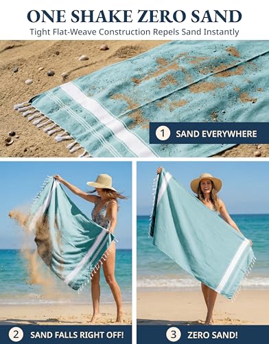 LANE LINEN Oversized Beach Towel, Beach Towels 4 Pack, Soft - Hunter Green - color: 23: Hunter Green, size: Pack of 4