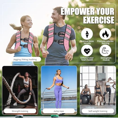 Weighted Vest for Women Men, 6lb/8lb/12lb/16lb/20lb/25lb/30lb Adjustable Weight Vest with Reflective Stripes for Workout, Strength Training, Running, Fitness, Muscle Building, Weight Loss, Rucking Vest With Phone Pouch