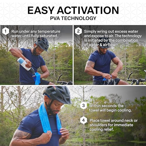 COLD FACTOR Instant PVA Cooling Towels, Cooling Neck Wraps, Blue, 3 Pack - color: Blue