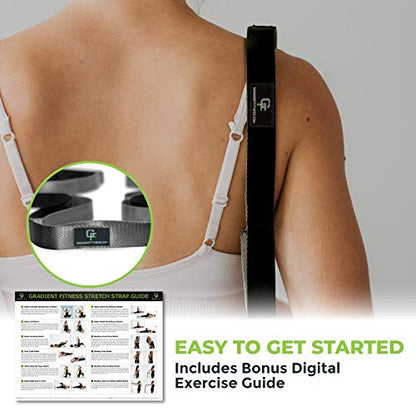 Stretching Strap for Physical Therapy, 12 Multi-Loop Stretch Strap 1" W x 8' L, Neoprene Handles, Physical Therapy Equipment, Yoga Straps for Stretching, Leg Stretcher. - color: Black/Grey