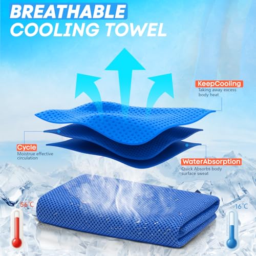 4 Pack Cooling Towels (40"x 12"), Soft Breathable Gym Towels, Outdoors Ice Towel for Neck and Face, Camp Essentials Microfiber Sweat Towels for Gym, Run, Yoga, Workout, Travel, Climb