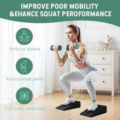 Squat Wedge Block Set of 3 - High-Density EPP Slant Board with 8.5° & 17° Stackable Angles - Deep-Groove Anti-Slip Surface for Calf Stretching, Physical Therapy & Ankle Mobility