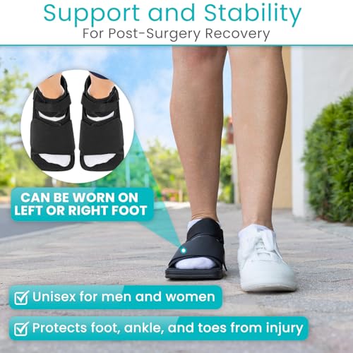 Vive Post Op Shoe - Lightweight Medical Walking Boot with Adjustable Strap - Orthopedic Recovery Cast Shoe for Post Surgery, Fractured Foot, Injured Toes, Stress Fracture, Sprains - Left or Right Foot - size: Large