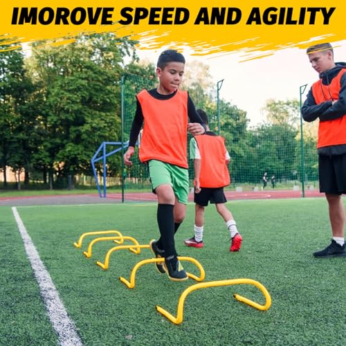 WOPPLXY 6 Pcs Speed Agility Training Hurdles, 6'' Detachable Agility Training Hurdles, Speed Training Agility Hurdles, Speed and Agility Training Equipment for Athletes, Soccer Training(Yellow)