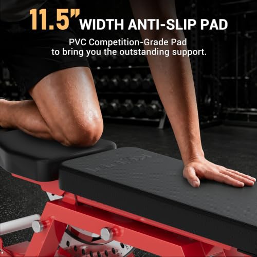 Keppi Fitness Bench6000 Weight Bench, Commercial Grade FID Workout Bench - color: Gloss Red