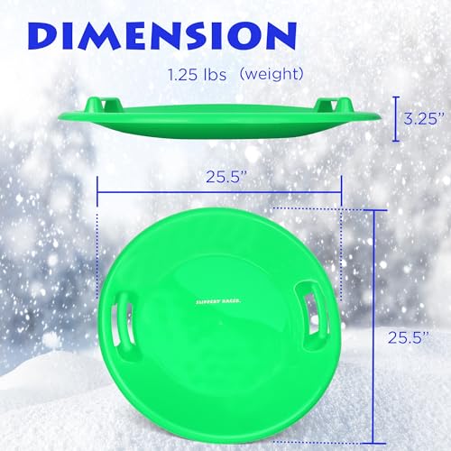 Slippery Racer Heavy-Duty Cold Resistant Downhill Pro Adults and Kids Plastic Outdoor Winter Saucer Disc Snow Sled with Handles (Buddy/ELF, 1)