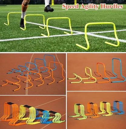 5 Pcs Agility Hurdles Training Equipment, Indoor Outdoor Sports Practice Hurdles with Carry Strap, Track and Field Jumping Workout Obstacles (Green 15Cm (5 7/8)