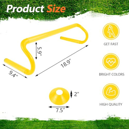 10 Pcs 6" Speed Agility Training Hurdles with 6 Marker Cone Durable Training Hurdle Agility Plyometric All Purpose Speed Hurdle Equipment for Athletes Soccer Basketball Football Practice
