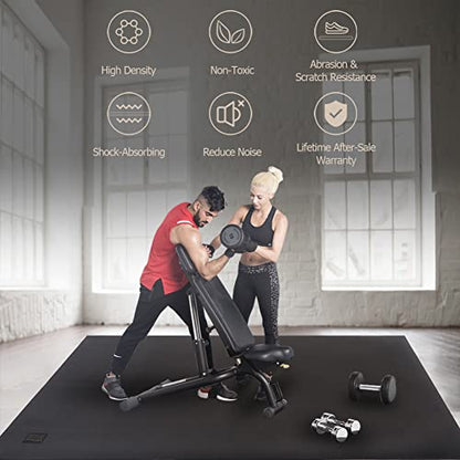 GXMMAT Extra Wide Large Exercise Mat 12'x7'/10'x7/8'x7(7mm) - size: 7*8 FT