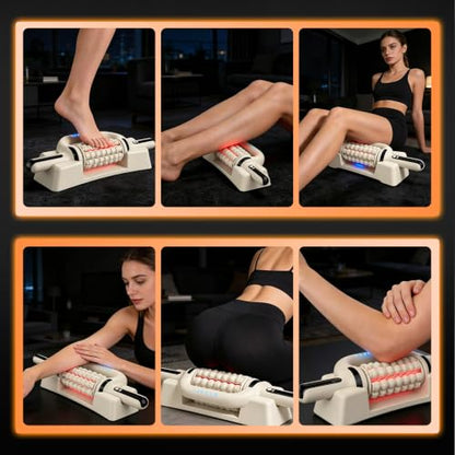 Electric Rolling Percussive Massager with Redlight for full body relaxation - color: Cream