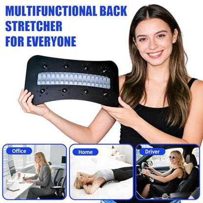 Back Stretcher, Back Stretcher for Lower Back Pain Relief, Spine Stretchers with Magnetic Massage, Adjustable Lumbar Support,Board for Waist & Back Cracking Device, Travel Accessories, Supports 220lbs