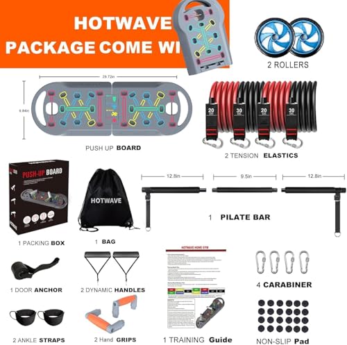 HOTWAVE Push Up Board, Portable PushUp Board, Foldable 20 in 1 Push Up Bar - color: Grey
