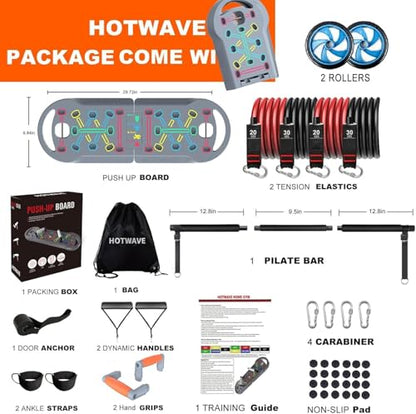 HOTWAVE Push Up Board, Portable PushUp Board, Foldable 20 in 1 Push Up Bar - color: Grey
