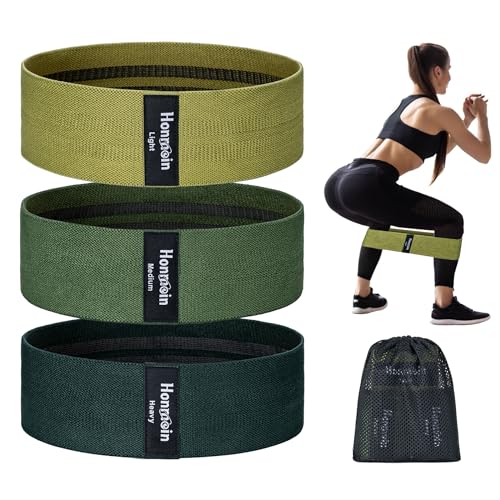 Honmein Resistance Bands for Working Out, 3 Levels Exercise Bands Workout Bands Set for Women Men, Hip Legs Booty Bands for Home Fitness, Gym, Yoga, Pilates - color: Green
