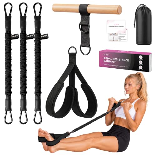Pedal Resistance Bands with Handles for Women & Men - color: Black