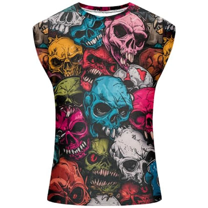 domirica Graphic Tank Tops Men Skull Printed Sleeveless Summer Oversized Loose Gym Workout Breathable Sportswear