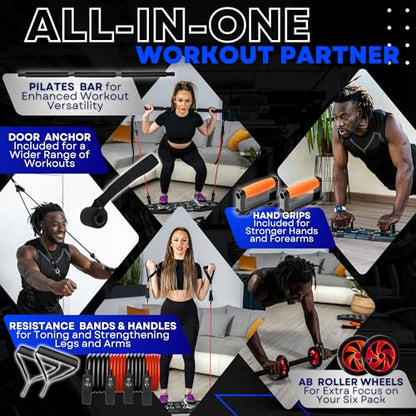 Push Up Board for Full Body Workout at Home - Portable, Joint Friendly, Fun & Motivating Home Workout Equipment with QR Code Guided Workouts - Ideal for Men, Women, Teens - L&C Exercise Essentials