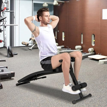 GYMAX Sit Up Bench, Decline Sit up Bench with 5-level Adjustable Height, 300lbs Capacity & Anti-slip Foot Pads, Foldable Ab Bench for Full Body Workout, Incline Slant Bench for Home Gym