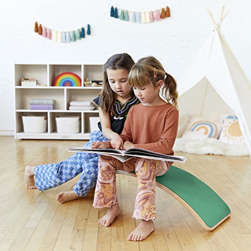 ECR4Kids Wooden Rocking Balance Board with Non-Slip Felt Base, Montessori Toy, Green - color: Green