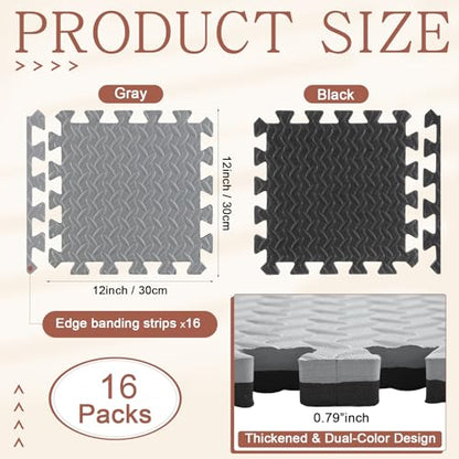 Breling 16 Pcs 12x12 Interlocking Foam Tiles, 0.79 in Thick Gym Floor Mats