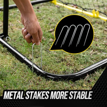 Baseball Rebounder Net - 4x4.5FT Baseball Pitchback Net for Pitching and Fielding Training, Angle Adjust Bounce Back Net
