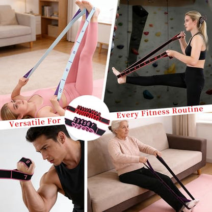 Numbered Resistance Bands Set - Workout Bands for Stretching & Yoga, Adjustable Elastic Exercise Loops - Leg Training Straps for Women & Seniors