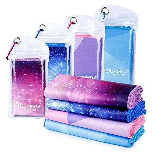 Cooling Towels for Neck and Face, 4 Pack 40" x 12" Cooling Towel for Hot Weather, Soft Breathable Instant Cool Chilly Pad for Sports Golf Yoga Gym Athletes Camping Ice Towels(Mix-4pcs) - color: 4 Pack-blue Starry,starry,geo Blue,geo