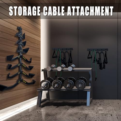 BLUSLM Wall Mounted Lat Pull Down Bar Organizer with Hooks, Home Gym Storage Rack for Lat Pulldown Attachments, Cable Attachments Rack for Gym Accessories