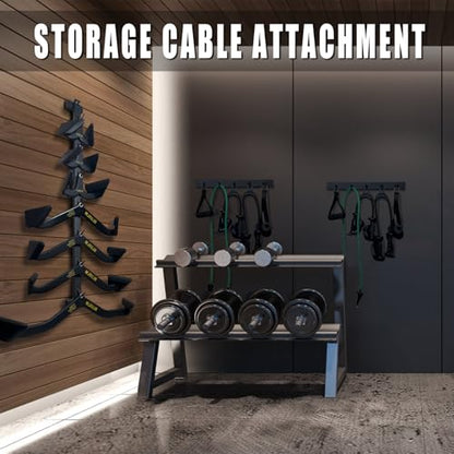 BLUSLM Wall Mounted Lat Pull Down Bar Organizer with Hooks, Home Gym Storage Rack for Lat Pulldown Attachments, Cable Attachments Rack for Gym Accessories