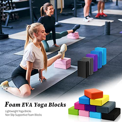 10 Pcs Foam EVA Yoga Blocks Lightweight Non Slip Supportive Yoga Bricks for Pilates Stretching and Meditation, Women Men Yogi Beginners - color: Mixed Colors