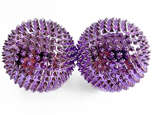 2X Spiky DBT Skill Balls | 2inch | Magnetic Stress Relief Balls | Spiky Massage Balls for Relaxation, Tension Release, Focus & Mobility (Purple) - color: Purple