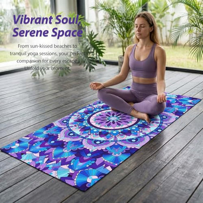 Microfiber Beach Towel, Quick Dry Travel Towel Large Sand Free Towel for Beach, Camping, Swim Pool, Gym, Sports& Yoga 71"x32", Tie Dye Mandala
