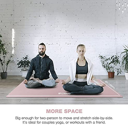 UMINEUX Large Yoga Mat for Men and Women 1/4 & 2/5 Inch Extra Thick TPE Fitness Mat for Home Gym Workout, Non-Slip, Eco Friendly Exercise Mat for Yoga, Pilates, Stretching, Meditation