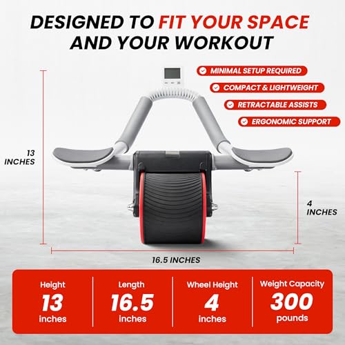 AB Roller for Men & Women – Core Strength Training Wheel Set with Elbow Support & 2 Knee Pads – Abdominal Exercise Roller for Core Stability, Belly Fat Reduction, and Total Body Workout Equipment