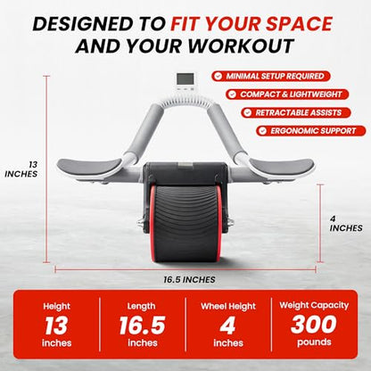 AB Roller for Men & Women – Core Strength Training Wheel Set with Elbow Support & 2 Knee Pads – Abdominal Exercise Roller for Core Stability, Belly Fat Reduction, and Total Body Workout Equipment