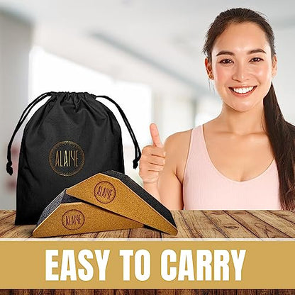 Squat Wedge Blocks (Set of 2) – Non-Slip Slant Boards for Lower Body Workouts Ankle and Calf Stretching - Yoga Blocks, Designed to Elevate Heels and Squat Support - Includes Carry Bag