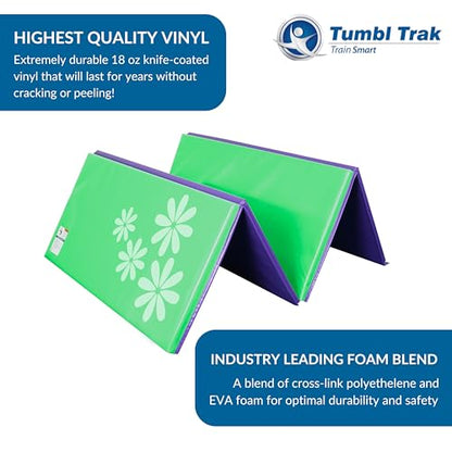 Tumbl Trak Gymnastics Folding Tumbling Panel Mat - color: Flower, size: 4'x8'x1.38"