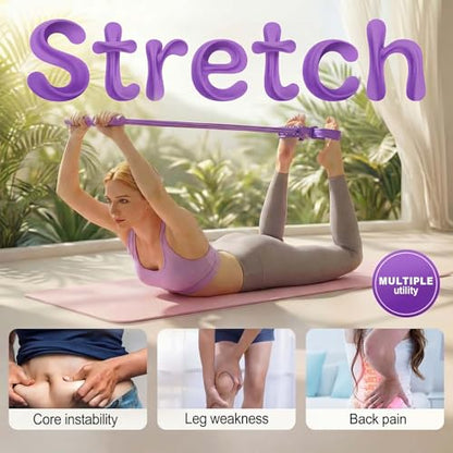 Pedal Resistance Band with Handle, Adjustable 8-Tube Elastic Pull Rope, Assistant Exerciser for Home, Yoga & Slimming, Portable Pedal Puller for Arm, Waist & Leg (Purple, Pedal Resistance Band)