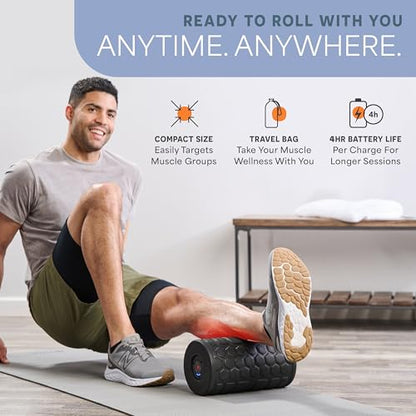 LifePro Surger Vibrating Foam Roller — Electric 4-Speed Deep Tissue Massager with Built-in Timer — Full Body Massage and Comfort for Back, Legs or Lats - size: Large