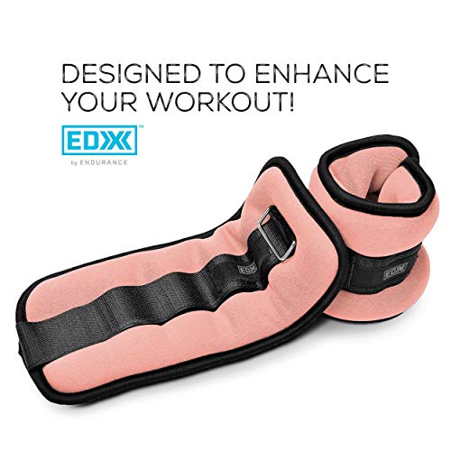 EDX Adjustable Ankle Weights | Arm, Leg and Wrist Weight Strap | Fitness, Walking, Jogging, Workout, Lifting 2 Pack 2lbs