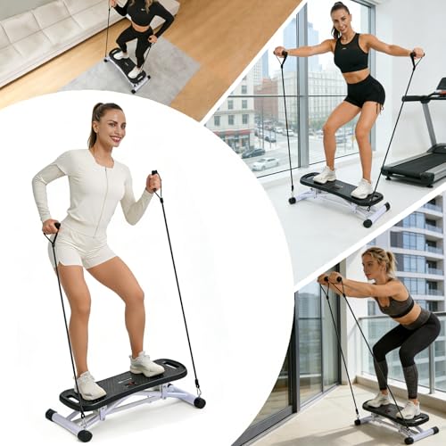 Rock Stepper Side To Side Balance Boards For Adults Includes Lcd Display & Resistance Bands A Low-impact, Compact Stepper Ideal For Targeting The Legs, Glutes, And Abs - color: White + White