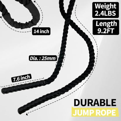 Weighted Jump Rope for Fitness, 2.4LB Total Body Muscle Workout Rope for Women & Men, 9.2FT Adult Skipping Rope Weighted Exercise Ropes for Gym Training Home Workout