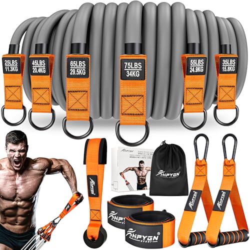 HPYGN Heavy Resistance Bands, 300LBS Exercise Bands for Working Out, Fitness Bands with Handles, Workout Bands for Men, Weight Bands Set for Muscle Training, Strength, Slim, Yoga, Home Gym Equipment - color: Orange, style: 420LBS