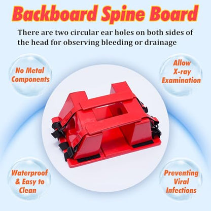 Portable Spine Board Stretcher - Two-Fold Emerncy Backboard for Water & Pool, with Foam Head Imlizer & Safe Belt, Ideal for Lifeguards & First Responders - color: Board+head Immobilizer