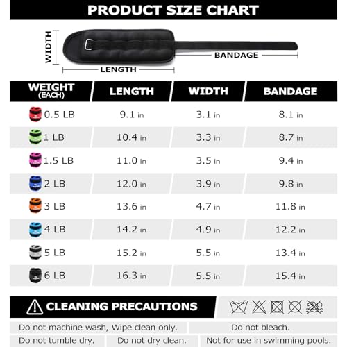 Ankle Weights for Women, Men and Kids - 1/2/3/4/6/8/10/12/15/20 LBS 1 Pair Strength Training Wrist/Leg/Arm Weight with Adjustable Strap for Jogging, Gymnastics, Aerobics, Home Fitness, Physical Therapy - style: 12Lbs Pair (6lb x 2) - Black