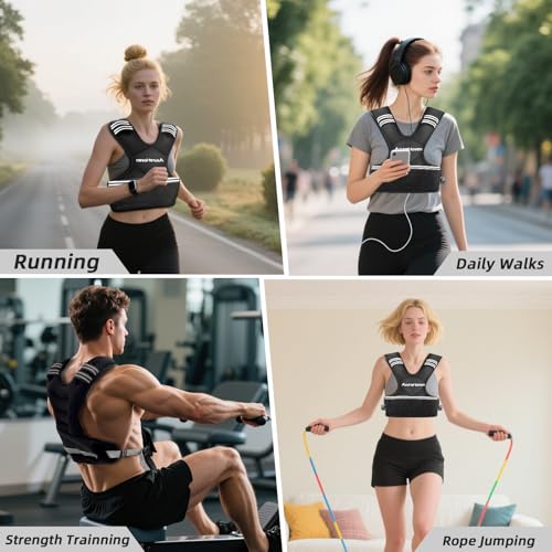 Adjustable Weighted Vest for Women and Men,4-10lb/11-20lb/20-32lb Rucking Vest with 6 Ironsand Weights for Running, Walking, Workout and Strength Training - size: 4-10lbs:Walking & Cardio (Women / Beginners)
