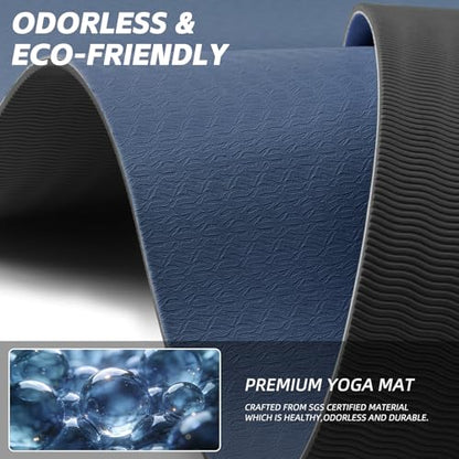 PAIDU Extra Long Wide Yoga Mat 76"x33"x2/5 Inch - Non Slip Thick Exercise Mat for Home Gym, Yoga, Pilates & Workouts
