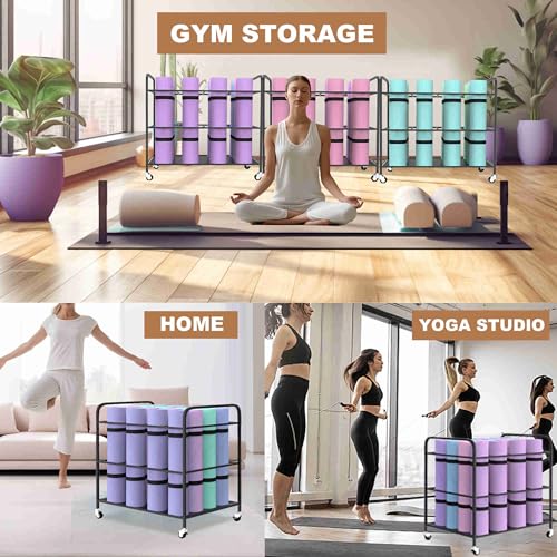 Yoga Mat Holder Organizer Yoga Mat Storage Rack Basket for Home Gym Exercise Workout Equipment Storage Shelf Cart